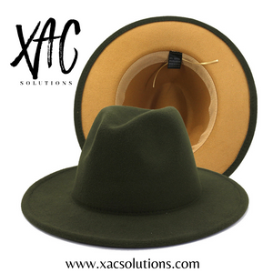 Fedora. Hat. Army Green & Camel